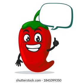 vector illustration of chilli mascot or character says with blank balloon speech