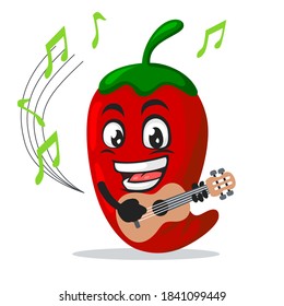Vektorgrafik von Chili-Maskottchen oder Gitarre spielender Figuren