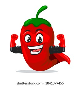 vector illustration of chilli mascot or character wearing super hero costume