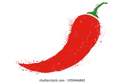 Vector illustration of chilli pepper. Vector icon of red chili pepper.