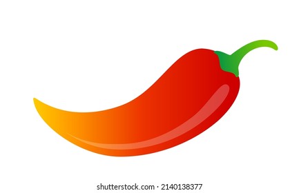 Vector illustration of chilli pepper. Vector icon of red chili pepper on isolated bacground.