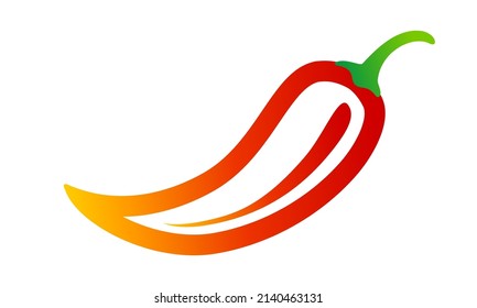 Vector illustration of chilli pepper. Vector icon of red chili pepper on isolated bacground.