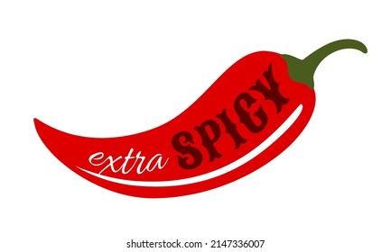Vector illustration of chilli pepper. Vector icon of red chili pepper on isolated bacground. Extra spicy food.