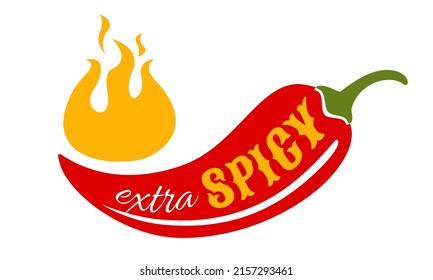 Vector illustration of chilli pepper. Vector icon of red chili pepper on isolated bacground. Extra spicy food.