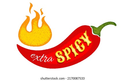 Vector illustration of chilli pepper. Vector icon of red chili pepper on isolated bacground. Extra spicy food.