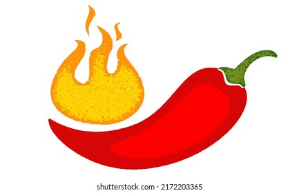 Ilustración vectorial de pimienta chile. Icono vectorial de pimienta de chile roja en un patio aislado. Comida extra picante.