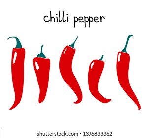 Vector illustration of chilli pepper. Modern silhouette of food. 