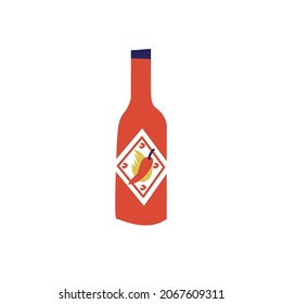 Vector illustration chilli sauce with red peppers isolated on a white background