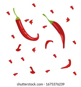 Vector illustration of a chilli with a white background. Chili pattern in flat style.