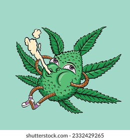 Ilustración vectorial enfriamiento de la hierba linda cannabista