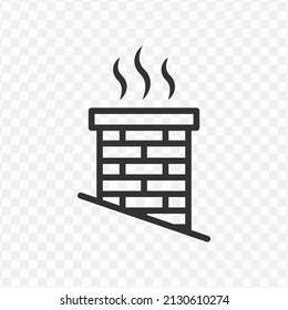 Vector illustration of chimney icon in dark color and transparent background(png).