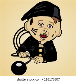 Vector illustration of chimney sweeper baby