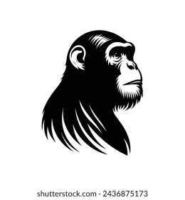 Vector Illustration of a Chimpanzee in Silhouette Style