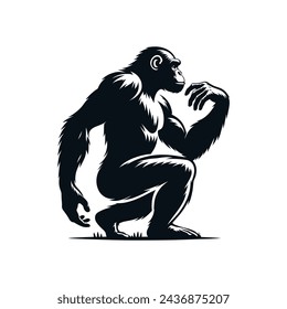 Vector Illustration of a Chimpanzee in Silhouette Style