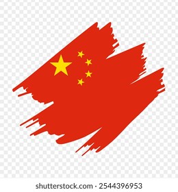 Vector illustration of China flag in brush stroke effect on transparent background