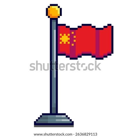 Vector Illustration of China Flag with Pixel Art Design, perfect for game assets themed designs