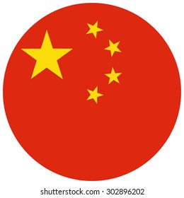 Vector illustration of china flag. Round national flag of china. Chinese flag