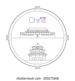 Vector illustration of China Line Style