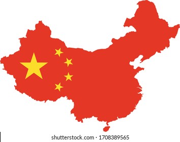 vector illustration of China map with flag