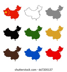 vector illustration of China maps and flag