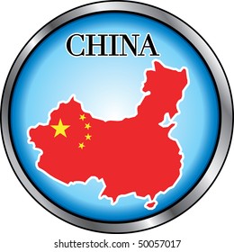 Vector Illustration for China, Round Button.