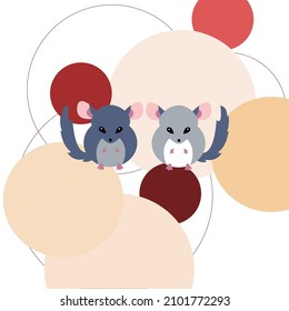 Ilustración vectorial de las chinchillas. Las cifras abstractas se representan en el fondo