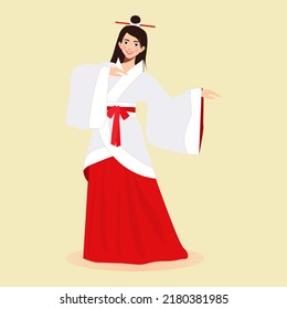 Vector illustration of a Chines girl in a traditional costume