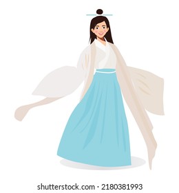 Vector illustration of a Chines girl in a traditional costume