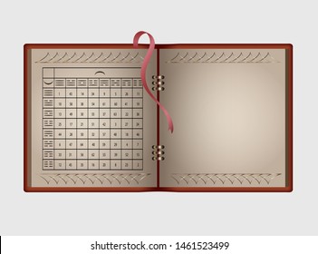 Vector illustration of Chinese book of changes book for divination with a clean sheet of predictions