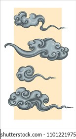 Vector Illustration Of Chinese Clouds Tattoo