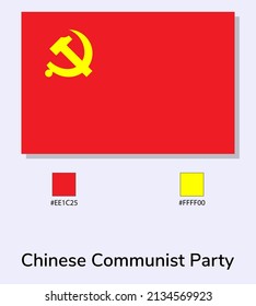 Vector Illustration of Chinese Communist Party flag isolated on light blue background. Illustration Chinese Communist Party flag with Color Codes. As close as possible to the original. vector eps10.
