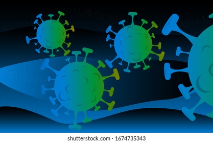 Vector illustration of the Chinese coronavirus COVID-19 under the microscope.