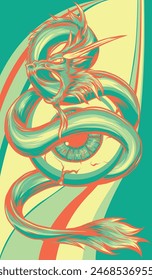 vector illustration of Chinese Dragon around the eye