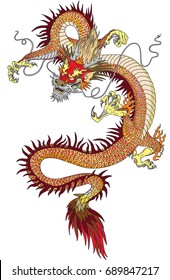 Vector illustration of a chinese dragon. Black and white tattoo illustration