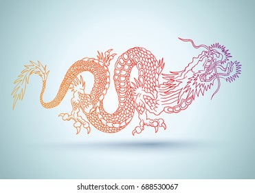 Vector illustration of a chinese dragon. Colorful chinese dragon.