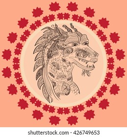 Vector illustration of a Chinese dragon Doodle