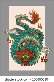 vector illustration of chinese dragon tattoo
