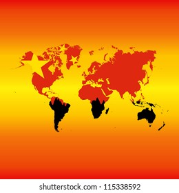 Vector illustration of Chinese flag engulfing the world.