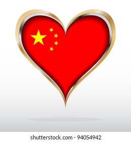 Vector illustration of Chinese Flag in Golden Heart
