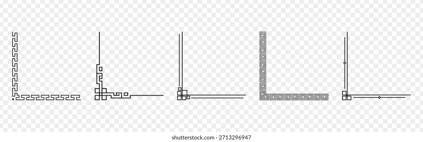 Ilustração vetorial do padrão de borda de quadro chinês no plano de fundo transparente