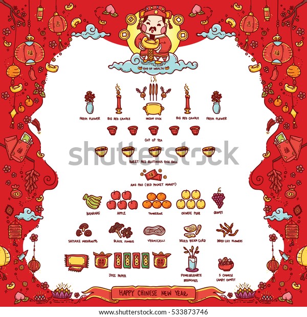 Vector Illustration Chinese God Wealth Tsai Stock Vector Royalty Free 533873746