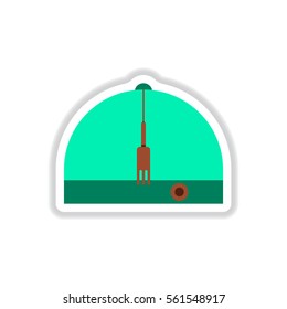 Vector illustration of Chinese hat in paper sticker style