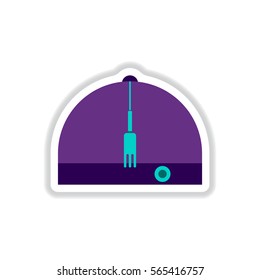 Vector illustration of Chinese hat in paper sticker style