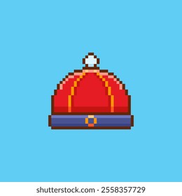 Vector Illustration of Chinese Hat with Pixel Art Design, perfect for game assets themed designs