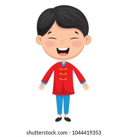 Vector Illustration Of Chinese Kid