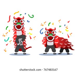 Vector illustration of Chinese lion dance