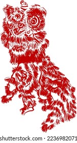 vector illustration of the Chinese lion doll new year 