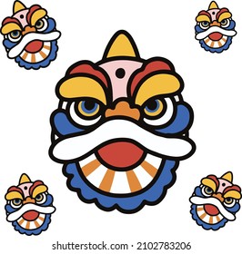 vector illustration chinese lion on chinese new year white background