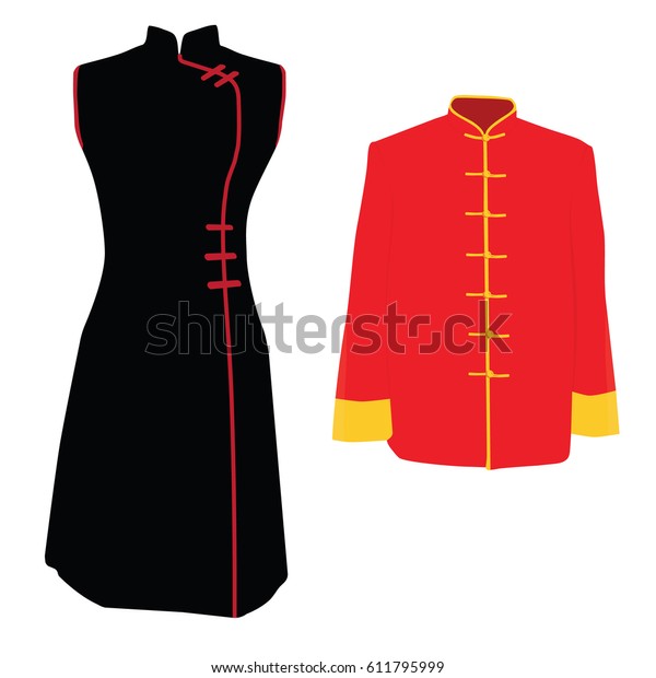 ベクターイラスト中国人男性 女性の伝統衣装 ドレス アジアの民族服 国民服 のベクター画像素材 ロイヤリティフリー