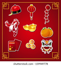 A vector illustration of Chinese new year  icon sets